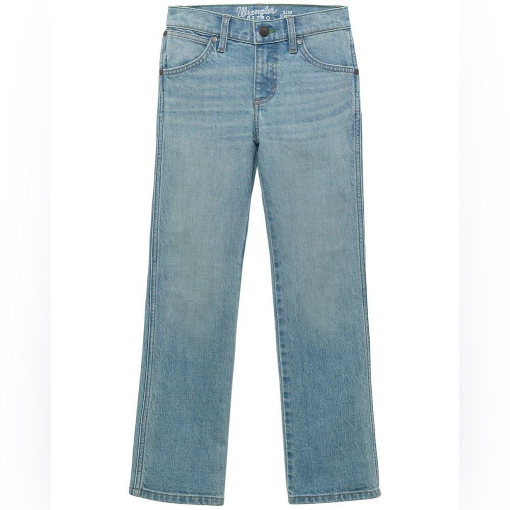 WRANGLER RETRO BOY'S LIGHT WASH SLIM STRAIGHT LEG JEANS SIZE 10 Slim
